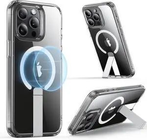 for iPhone 15 Pro Case with Kickstand Military-Grade Shockproof Protection Magnetic Fully Adjustable Flickstand Phone Case Compatible with MagSafe Accessories Boost Series Clear