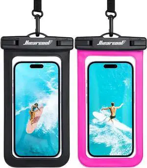 Waterproof Phone Pouch Underwater Phone Cases Compatible for iPhone 16 15 14 13 Pro Max Waterproof Dry Bag for Cruise Travel Essentials Phone Water Protector Pouch-Black&Bright Red-2Pack