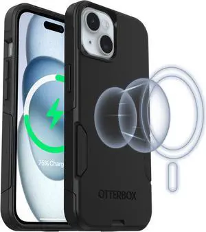 iPhone 16e iPhone 15 iPhone 14 and iPhone 13 Commuter Series Case - MagSafe Edition - Black Slim & Tough Pocket-Friendly with Port Protection