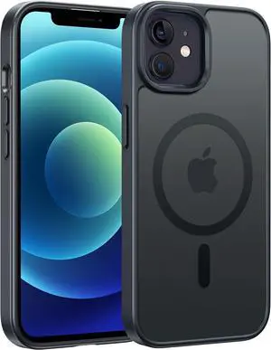 for iPhone 13 Mini Case: iPhone 12 Mini Magnetic Matte Military Grade Drop Protection Translucent Cell Phone Cover - Slim Rugged Durable Shockproof Bumper Case