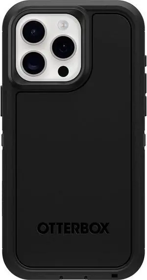 iPhone 15 Pro MAX (Only) Defender Series XT Case - Black screenless Rugged Snaps to MagSafe Lanyard Attachment