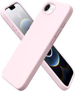 Compatible with iPhone 16e Case 6.1(2025) Liquid Silicone 3 Layers Full Covered Soft Gel Rubber Phone Case Shockproof Protective Cover with Anti-Scratch Microfiber Lining-Chalk Pink