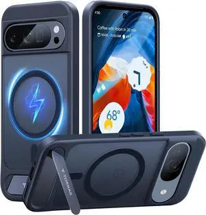 Magnetic & Stand for Google Pixel 9 Pro Case/Pixel 9 Case Fit for MagSafe 12FT Mil-Grade Drop Protection Slim Fit for Google Pixel 9/9 Pro Phone Case with Built-in Kickstand Black