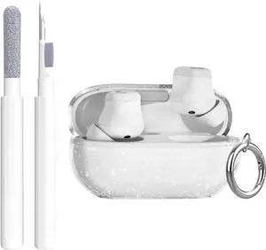 for Beats Solo Buds Case Clear Glitter Sparkly Bling Design for Beats Solo Buds Cover Shockproof Soft TPU for Beats Earbuds with Keychain and Cleaning Pen-Glitter