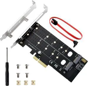 Dual M.2 PCIE Adapter NVME/NGFF to PCIE X4 Expansion Card 32Gbps PCIE NVME SSD Adapter Compatible with B-Key/M-Key/B&M Key for 2230 2242 2260 2280 22110 SSD