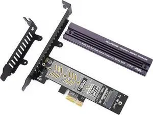 PCIe NVMe Adapter with Aluminum Heatsink M.2 PCIe Adapter Supports PCI-Express X1 X4 X8 X16 Slots NVMe PCIe Card Low Profile Bracket Max 4TB Support 2230 2242 2260 2280 SSD