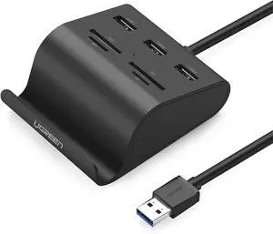 USB Card Reader USB 3.0 Hub 3 Ports with SD TF MS M2 Card Adapter and Phone Stand Dock Combo for iMac MacBook Pro Air MacBook Retina Mac mini Windows Surface Pro IdeaPad PC LaptopTablet