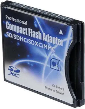 CDA Compact Flash CF Type 2 Thick Card Adapter for SD cards. NOT for Devices with CF Type 1 Thin Sockets