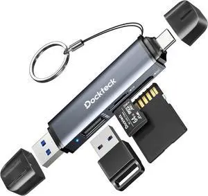 Dockteck SD Card Reader 5G Super Speed USB3.0 SD/TF Card Reader 3-Slot USB A/C to SD/Micro SD/USB A Memory Card Reader for UHS-I SD/Micro SD/SDHC/SDXC/MMC Support OTG for Plug&Play