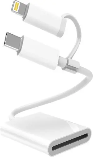 SD Card Reader for iphone Dual and USB-C and Lightning Connector Memory SD Card Adapter Type C Memory Card Camera Reader for SD SDXC SDHC Compatible with iPhone iPad Trail Game Camera Plug and Play
