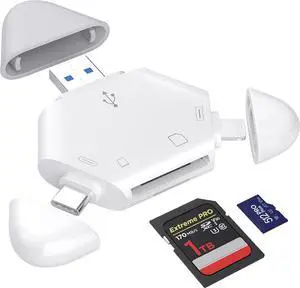 SD Card Reader Memory Card Reader for iPhone USB C to Micro SD Card Adapter Support SD/Tf Card Trail Game Camera Viewer for iPhone 15/16 Mac iMac Macbook Pro/Air iPad Pro Android Phone Tablet