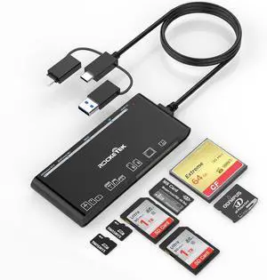 Multi Card Reader for SD CF XD Micro SD MS Cards 7 in 3 Memory Card Reader Adapter Hub for iPhone 16/iPhone 15/iPad/MacBook/ for Windows Mac OS iOS Linux Android