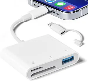 SD Card Reader for iPhone iPad Micro SD Card Reader Memory Card Reader with USB Adapter Plug and Play Trail Game Camera Card Viewer Supports SD and TF Card No App Required