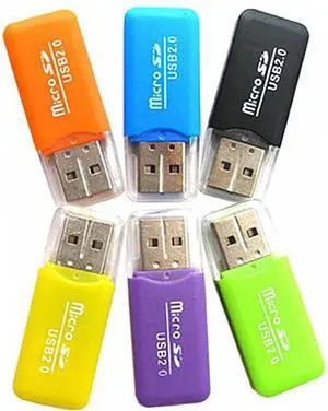 6 Pack Micro SD Card Reader SDXC TF USB 2.0 T-Flash MicroSD TransFlash Memory Card Reader Adapter Writer Mini Ice Cool for Android Phone Camera PDA MP3 MP4 PC Mac Tablet TV Box