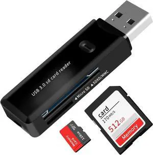 USB 3.0 SD Card Reader for PC Laptop Mac Windows Linux Chrome SDXC SDHC SD MMC RS-MMC Micro SDXC Micro SD Micro SDHC Card and UHS-I Cards - No SD Card Included. (USB 3.0 SD -Black2)