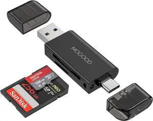 SD Card Reader USB C Memory Card Reader USB 2.0 Micro SD Adapter Dual Connector USB 2.0/USB C Memory Card Reader Adapter Supports SD/Micro SD/SDHC/SDXC/MMC for MacBookPro iPad Pro iPhone16