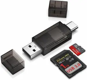 SD Card Reader for iPhone 16e/16/16 Pro Max/16 Plus/15  S25 Edge S24 iPad Laptop PC MacBook USB 3.0 Dual Slots USB C to Micro SD Card Adapter Memory Card Reader for SD/Micro SD/SDHC/SDXC/MMC