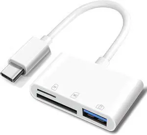 USB-C to SD Memory Card Reader 3 in 1 USB-C Memory Trail Camera Card Adapter with SD/TF & USB Port for iPhone 15/16 MacBook Air/Pro iPad Air/Pro iMac Galaxy S24