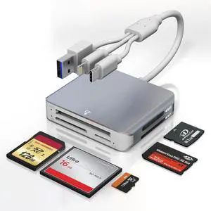 Memory Stick Pro Duo Adapter for iPhone - 5 in 1 SD/TF/MS/CF/XD Card Reader for PC/Android/Lightning Device Aluminum Multi Memory Card Reader USB C Lightning OTG Compact Flash Card Reader