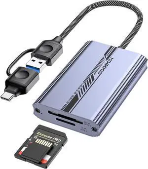 SD 4.0 Card Reader UHS-II USB C SD Card Reader 2-in-1 SD/TF Adapter USB 3.2 Gen 2 Memory Card Adapter for SD 4.0 Micro SD SDHC SDXC UHS-I UHS-II MMC RS-MMC and More