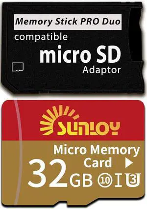 PSP Memory Stick Adapter with 32GB Micro SD Card Micro SD/SDHC/SDXC to Memory Stick PRO Duo MagicGate Card Compatible with PlayStation Portable Camera Handycam Cell Phone & PSP 1000/2000/3000