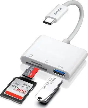 USB C SD TF Memory Card Reader 3-in-1 Type C Camera Adapter Compatible with iPad iPhone 15 MacBook Pro/Air Chromebook  and More USB C Devices