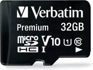 32GB Premium microSDHC Memory Card with Adapter UHS-I V10 Class 10 supports Full HD (1080p) U1 speed rated Up to 90MB/s read speed