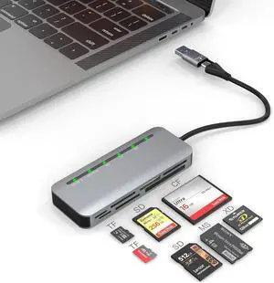 Memory Stick Pro Duo Adapter for iPhone 7 in 2 Camera Card Reader SD/Micro SD/CF/XD/ Memory Stick Pro Duo with USB C USB3.0 Adapter 5Gbps Memory Stick Adapter Read 5 Cards Simultaneously