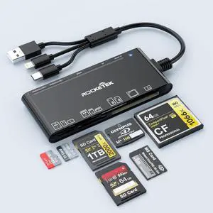 7 in 3 USB 3.0 Multi Card Reader Adapter Memory Card Reader for SD CF XD Micro SD TF MS Cards 5Gbps High-Speed USB C SD Card Reader for iPhone 16/15/14/iPad/MacBook/ Windows Mac OS Linux
