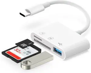 USB C SD Card Reader for iPhone 15/16 Android 3 in 1 Digital Camera Adapter iPhone Sd Card Adapter for More Type C/USB-C Devices Compatible with SDcard SDHC SDXC MicroSD MicroSDHC MicroSDXC