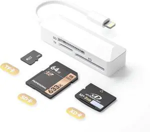 [ MFi Certified] SD Card Reader for iPhone Lightning Memory SD Card Reader Adapter High-Speed XD Picture Card Camera Adapter for iPhone 14/13/12/11/XS/XR/X/8/7/6/5 Supports SD/TF/XD 128G 256G