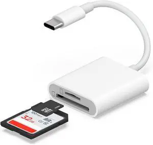 USB C SD Card Reader for Android iPhone 15 3 in 1 Memory Card Reader Digital Camera Adapter iPhone Sd Card Adapter for More Type C/USB-C Devices Compatible with SDcardTFcard