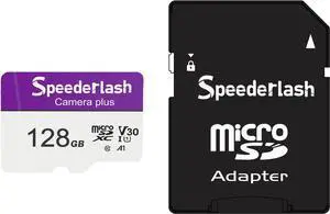Micro SDXC Memory Card 128GB-Camera Plus TF Card with Adapter Up to 90MB/s Read Speed 4K UHD&5K Video Support U1 V30 A1 Rated Waterproof for Security Camera Dashcam