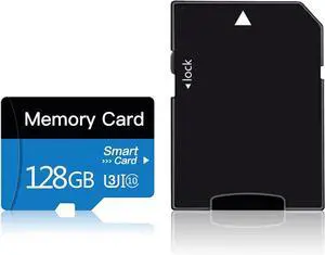 128 GB Micro Memory Card with Adapter TF Card Class 10 Mini Memory Card for Camera/Smartphone/Tablet/Drone (Blue 128GB)
