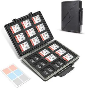 [High Capacity] 54 Slots Memory Card Case for 36 Micro SD and 18 SD Cards with Labels Water-Resistant Anti-Shock Anti-Dust Micro SD/SDHC/SDXC TF Card and SD/SDHC/SDXC Holder Organizer Storage