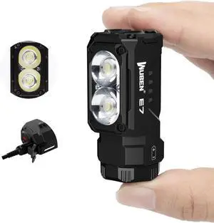 E7 1800 Lumen Rechargeable Mini Flashlight with Magnet - Super Bright 6 Modes EDC Flashlight Typ-C Rechargeable LED IP68 Pocket Flashlight for Headlamp Use Rescue Camping