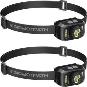 Rechargeable Headlamps Flashlight 1200 Lumens Super Bright LED Head Torches Sensor Control 7 Light Settings IPX5 Waterproof & Lightweight Ideal for Camping Running & Hiking Outdoor (2 Pack)