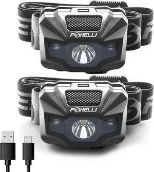 Rechargeable LED Headlamp  Ultralight Waterproof and USB Rechargeable Headlamp with Red Light for Running Camping Hiking & Outdoors