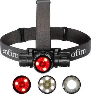 Sofirn HS21 Headlamp with Red Light 2200 Lumen Led Bright Head lamp USB C Rechargeable with Spotlight Floodlight Powerful Headlight Waterproof for Adults Camping Hunting Hardhat Work Emergency