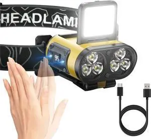 Headlamp Flashliht 1200 Lumen LED Rechargeable Head Lamp with Motion Sensor 6 Model Headlamp for Hiking Running Repairing Fishing