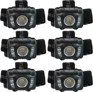 LP345V2 LED Headlamp - Bright 300 Lumen Head Lamp for Outdoors Camping & Hiking - 6 Light Modes White Green & Red Light - IPX4 Waterproof - Adjustable Headband - Batteries Included - 6 Pack