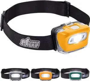 Ultra Bright High Lumens LED Head Lamp 7 Light Modes Water Resistant IPX4 Headlamp Adjustable Headband Battery Powered Outdoor Running Camping Forehead Flashlight Lamps 1 Pack Orange