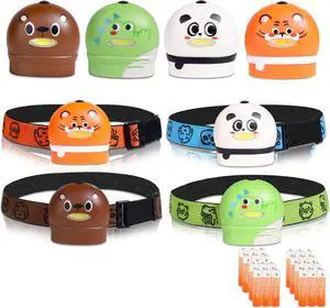 8 Pack Kids Headlamp Stocking Stuffers for Kids Christmas Gift for Girls Boys Animals Head Lamp for Camping Running 3 AAA Batteries Included Camping Essentials for Kids