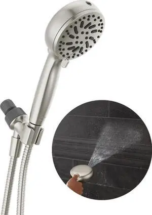 Faucet ProClean Brushed Nickel Shower Head with Handheld Showerhead with High Pressure Spray Handheld Shower Head 6 Spray Settings SpotShield Brushed Nickel 75740SN
