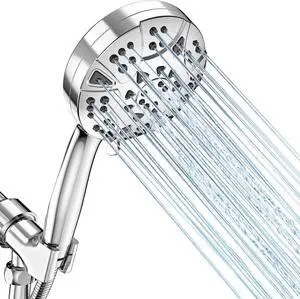 High Pressure 8-mode 5 Handheld Shower Head with 5 ft Stainless Steel Hose and Adjustable Bracket Built-in Power Wash to Clean Tub Clean Corner Tile & Pets