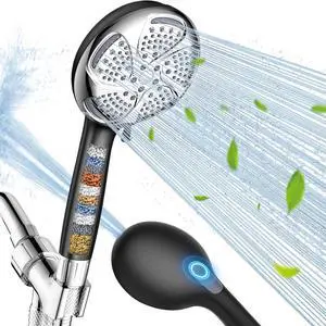 Filtered Shower Head with Handheld High Pressure 7-Spray Showerhead with Filters for Hard Water - Remove Chlorine Reduce Dry Itchy Skin Anti-clog Nozzles Power Wash to Clean Tub Tile & Pet