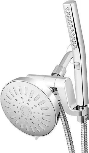High Pressure Handheld Wand and Rain Shower Head Combo with 8-Foot Long Metal Hose BodyWand Spa System with 7 Spray Modes for Hair and Body Chrome