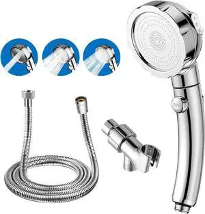 High Pressure Handheld Shower Head with ON/OFF Pause Switch 3 Spray Modes Water Saving High Pressure Shower Heads Detachable Showerhead Set Equipped with Stainless Steel Hose and Brackets (Modern)