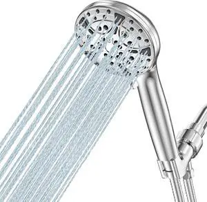 Shower Head High Pressure 8-Mode Handheld Shower Heads - Anti-clog Nozzles with Stainless Steel Hose and Adjustable Overhead Bracket Handheld Spray Combo