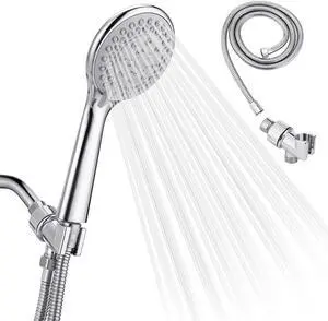 Detachable Handheld Shower Head with Hose - High pressure 5 Functions Showerheads Hand Held Shower Heads Extra Long 4.7 ft. Stainless Steel Hose and Holder.